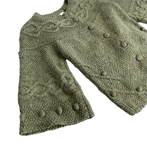 FAR AWAY FROM CLOSE anthropologie $128 Crossback Cable Cardigan XS Sage Green. - Picture 7 of 14